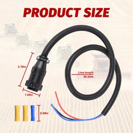 3 Pin Auxiliary Cable Kit Compatible with Tractor&Combine&Cotton Picker,3 Pin Aux Power Connector Replace 187103A1,86511459,RE37651,AP459