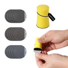 BOOWAN NICOLE Wet/Dry Hand Sanding Block for Jesmonite Concrete Terrazzo, Round Hook and Loop Sander with 100/400/1000 Grit Sandpapers for Craft Polishing (A0167+A0337+A0338+A0339)