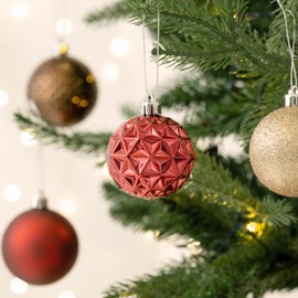 Valery Madelyn Christmas Tree Decorations Ornament Set for Valentines Mardi Gras St Patricks Day, 50ct 2.36 Inches Red Brown White Shatterproof Christmas Ball Ornaments Hanging Holiday Party Decor