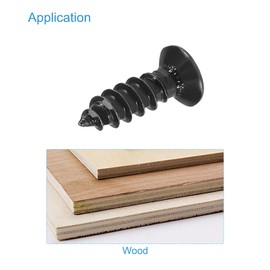 sourcing map M4 x 12 mm Wood Screws Phillips Flat Head Self-Tapping Black Pack of 100