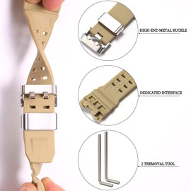 XBHSW Resin Strap Compatible with Casio GWG-1000 mudmaster Men's Watch Replacement Band Waterproof Rubber Bracelet -Khaki