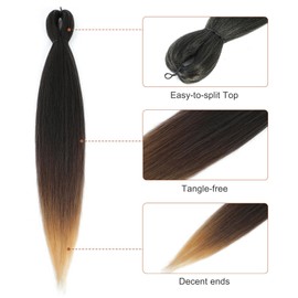 Pre-Stretched Braiding Hair Extensions - 24 inch 8 Packs Synthetic Crochet Braids, Natural Braid Crochet Hair, Hot Water Setting Professional Soft Yaki Texture (24 inch, T1B/30/27)