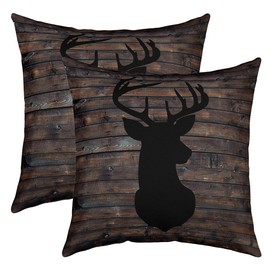 Cute Deer Cushion Cover Set of 2 Cushion Covers Deer Hunting Cushion Covers 40 x 40 cm Cases Home Decor Cushion Cover Antlers Western Farmhouse Black Brown Wild Animal Decorative Cushion for Couch