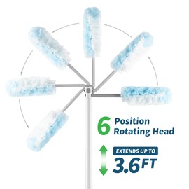 oshang 12 Pack Disposable Heavy Duty Duster Refills - 43" Extendable Handle, Compatible with Swiffer - Dusters for Cleaning Ceiling Fans, Blinds, Furniture & High Corners