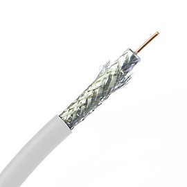 Bulk RG6U Coaxial Cable, White, 18 AWG Pure Copper Solid Core, 3 GHz, Pullbox, 1000 Foot