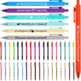 Gilprop 36 Pack Theater Gifts for Women Men Ballpoint Pen with 6 Different Quotes Funny Theater Actor Gifts for Musical Broadway Theatre Lovers Friends, Actors