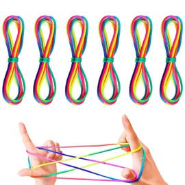 EIHI Pack of 6 Finger Twist Thread Game, Rubber Twist, Finger Twist Game, Rainbow Rope, Flexible Thread Games for Children, Ideas School Cone Filling, Small Gift, School Cone Filling, a