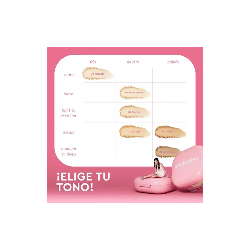 Glad2glow Perfect Blurring Powder Foundation Alta Cobertura
