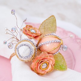 Elegant Napkin Ring Premium Handcrafted for Easter and Spring (Set 6 pcs) Easter Decorations - HOLIDAY TREE