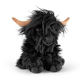 Living Nature Black Highland Cow Stuffed Animal Plush Toy | Fluffy Highland Cow Animal with Sound | Soft Toy Gift for Kids | Boys and Girls Stuffed Doll | Naturli Eco-Friendly Plushies | 9 Inches