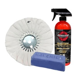 Renegade Products Polishing Final Finish Kit – Q16 Polish, 10" Flannel Buffing Wheel & Blueberry Compound for Final Stage Aluminum & Stainless Steel Shine