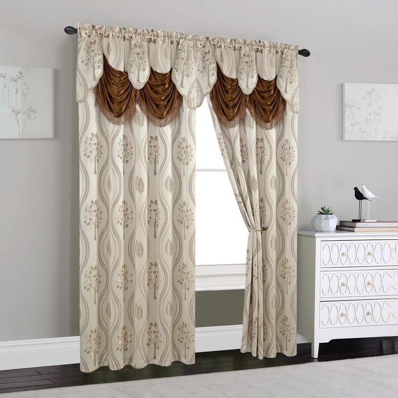 Elegant Comfort Luxurious Beautiful Curtain Panel Set with Attached Valance