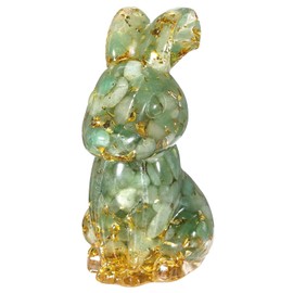 mookaitedecor Green Aventurine Crystal Rabbit Figurine Ornament Home Good Luck Decor, Resin Healing Crystal Animal Bunny Sculpture Gift Stone Statue Bedroom Decor Easter Bunny Decoration