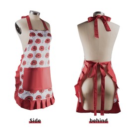 Alex Virtue Vintage Floral Apron for Women with Functional Pockets Adjustable Neck Strap for Cooking Baking Mother's Gift (rose)