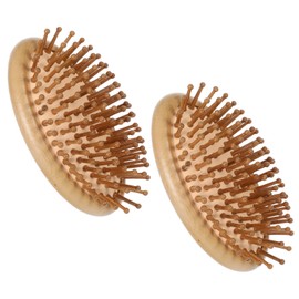 Kifmurase 2Pcs Bamboo Brush for Hair Growth, Natural Bamboo Scalp Massager Mini Bristles without Handle, Wooden Scalp Brush Air Cushion Anti-Static Detangling Hairbrush for Women and Men All Hair Type