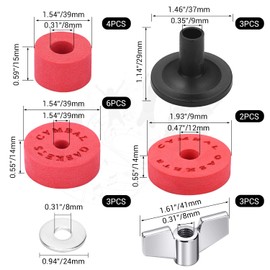 Facmogu 23PCS EVA Material Cymbal Replacement Accessories, Cymbal Stand Tubes, Drum Cymbal EVA Pads Include Wing Nuts, Washers, Cymbal Sleeves & Drum Key - Red