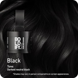 Boldify BOLDIFY Hairline Powder - Root Touch Up Hair Color for Gray Coverage - Bald Spot Concealing Hair Powder for Women and Men - 48-Hour Stain-Proof - Black
