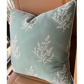 VAGMINE Hand Crafted Cotton Square Decorative Accent Throw Pillow Cover - for Master Bedroom, New Home, Anniversary, Farmhouse, Couch, Sofa - Leaves-Light Teal, 18x18 Inches