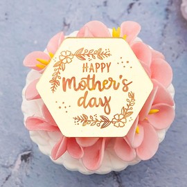 6x Mother's Day Acrylic Cupcake Toppers - Gold Acrylic Cupcake Decoration for Mother's Day, Birthdays, and Celebrations