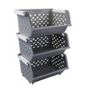 Utiao 3 Pack Gray Large Stacking Basket Bin, Open Front