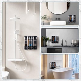 Shampoo and Conditioner Dispenser Shower Soap Dispenser 3 Chamber No Drill Wall Mounted,Shampoo Dispenser for Shower Wall Body Wash Dispenser for Bathroom Toilet Hotel Kitchen(Black)