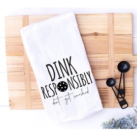 Funny Kitchen Towel - Pickleball Dish Cloth Set with Stay out of the Kitchen and Dink Responsibly Gift for Him or Her - Retirement - Christmas - Mothers Day - Fathers Day - Birthday (Dink/Kitchen Set)