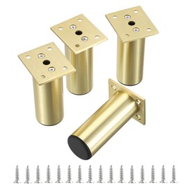 IGNPION 4Pcs 4" Adjustable Furniture Feet,Aluminum Alloy Sofa Furniture Cabinet Riser DIY Furniture Replacement Legs for TV Cabinet Ottoman Sofa Cupboard, Gold