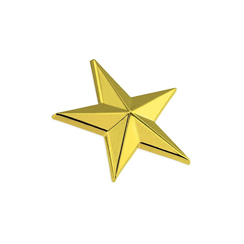 PinMart Military 3D 5 Point Gold Star Lapel Pin