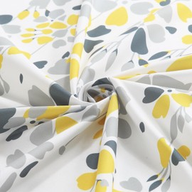 BESTRIPES Extra Long Fabric Shower Curtain, Yellow and Gray Floral Flower Shower Curtains for Bathroom, Waterproof Bathroom Curtains, 72" W x 84" H