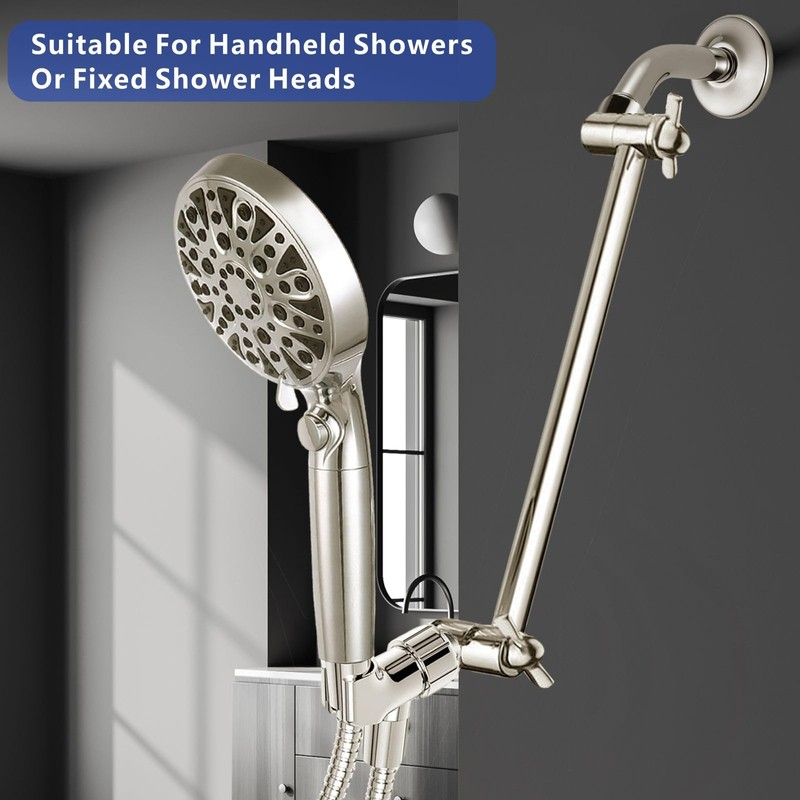 Voolan 11 Inch Shower Extension Arm with Lock Joints, Adjustable