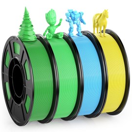 HEPHI3D 3D Printer Filament Bundle 250g X 4 Spools, PLA Filament 1.75mm 3D Printing Material, Bright Color PLA Filaments Kit for 3D Printer Green/Light-Green/Yellow/Sky Blue, Fit Most 3D Printers