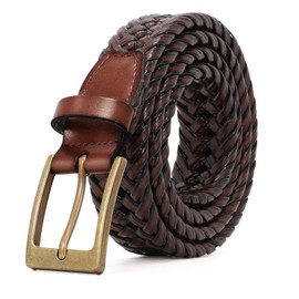 BELTROAD Braided Leather Belt for Men Casual Jeans Golf, Men's Woven Leather Birthday Gift Brown Hand Braided Belts for Wasit 32"-38"