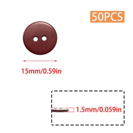 Lilaly 50 PCS 5/8 inch Buttons for Crafts, 2 Holes Resin Red Buttons, for Sewing Children Sweater DIY Crafts Scrapbooking (Wine Red)