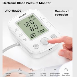 AolsteCell Blood Pressure Monitor, Large Cuff Blood Presssure Machine for Home Use, With 2 Users 198 Memories, White