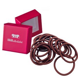 HAARallerliebst® Pack of 20 Brown Hair Bobbles Colour Medium Brown, 4.5 mm Thick, Metal-Free Braid Elastics for Women, Girls & Men, Including Box for Storage for Hair Accessories, Hair Ties & Hair
