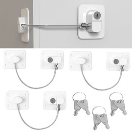 Kiwinvou 3P Black Children Safety Refrigerator Door Lock, Kids Security Window Lock, Cabinet Lock, Fridge Freezer Locks with 6 Keys (3P White)