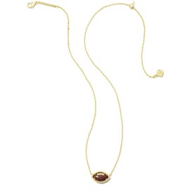 Kendra Scott Kendra Scott Football Short Pendant Necklace in Orange Goldstone, 14k Gold-Plated Brass, Fashion Jewelry for Women