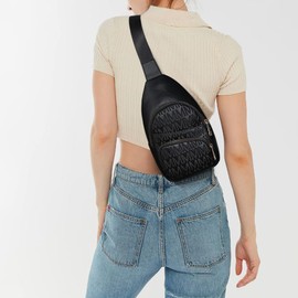 MARCO M KELLY Small Crossbody Bag for Women Pu Leather Sling Purse Trendy Fanny Pack Chest Bag for Travel