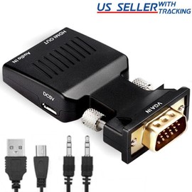 JacobsParts VGA to HDMI Adapter with Audio PC to TV Monitor Projector 1080P Active Converter
