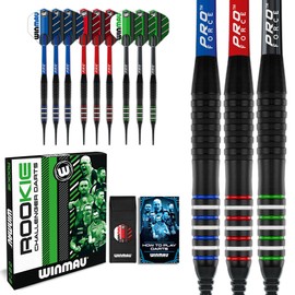 WINMAU Rookie Multi Softip (Plastic Tips) Brass Darts Set Single or Multi Sets Includes Flights and Stems (Stems) Exclusive Dart Leaflet - Blue, Red and Green