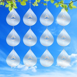 3D Water Drop Pendant Stainless Steel Wind Spinners, Bird Scare Discs with Metal Shiny Highly Reflective Double Sided 360°Rotating, Deterrents to Keep Scare Birds Away from Garden Patio Porches Yard