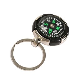 ODETOJOY Small Cool Compass Keychain Metal Silver Wheel Ruder Compass with Key Chain for Outdoor Camping Hiking Climbing Key Rings Holder