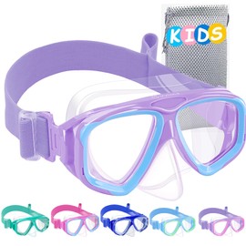 Vvinca Kids Swim Goggles with Nose Cover Goggles for Kids 6-14, Toddler Goggles with Fabric Strap Shatterproof Anti-Fog UV Protection& Leak-Proof, Waterproof Swimming Goggles for Age 3-14