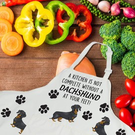 CENWA Dachshund Apron with Pockets, Dachshund Lovers Gifts, Dog Owners Gifts, Adjustable Cooking Apron for Animal Dog Lovers, Dachshund apron EU