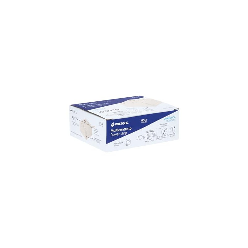 Volteck MUL-3U, Multicontacto 16 AWG doméstico 3 entradas 4 puertos