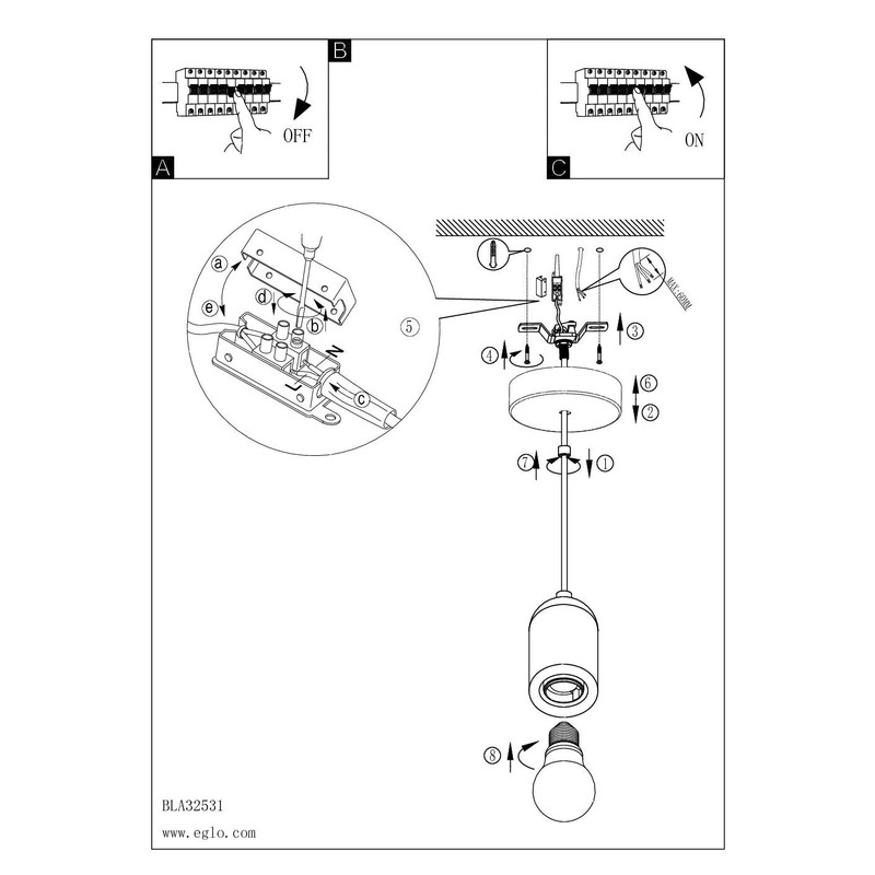 Eglo York Pendant Light Steel 60 W, Grey