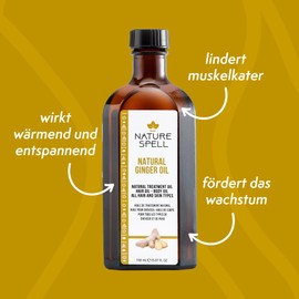 Nature Spell Ginger Oil for Hair & Body, Pre-Diluted Oil to Reduce Dandruff, Ease Muscle Aches and Revitalise Skin, For All Hair & Skin Types, Vegan, 150ml