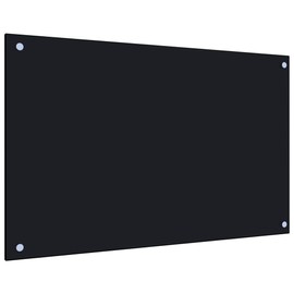 vidaXL Kitchen Backsplash - Heat and Scratch-Resistant Tempered Glass Wall Protector - Black, 31.5"x19.7" - Includes Mounting Materials