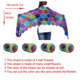 golo Wool Yarn for Knitting 550yd 0.22Ib Cachemire Multicolor Rainbow Yarn (Blue-Brown)