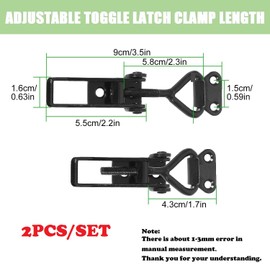 MiJunHD Adjustable Toggle Clamps, 2Pcs Quick Release Metal Pull Latch, Heavy Duty 100KG/220lbs Toggle Latch Lever Buckle for Box, Cabinet, Lockers, Closet, Door (Black - No Lock Hole)